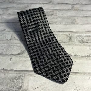 Classic Lauren by Ralph Lauren black silver geometric men tie 100% silk classic
